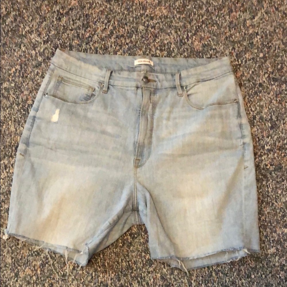 Good American Blue Jean Shorts Distressed Cutoff